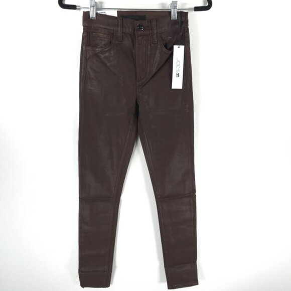 NWT‎ JOE’S THE CHARLIE High Rise Coated Skinny Ankle Brown Pants Size 24 - Picture 7 of 16
